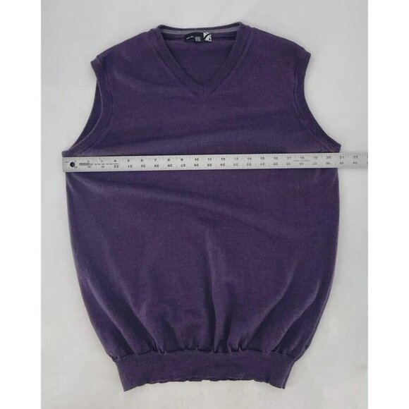 Vintage Saks Fifth Avenue 100% Merino‎ Wool Purple Vest Size Large Made In Italy - Picture 8 of 8